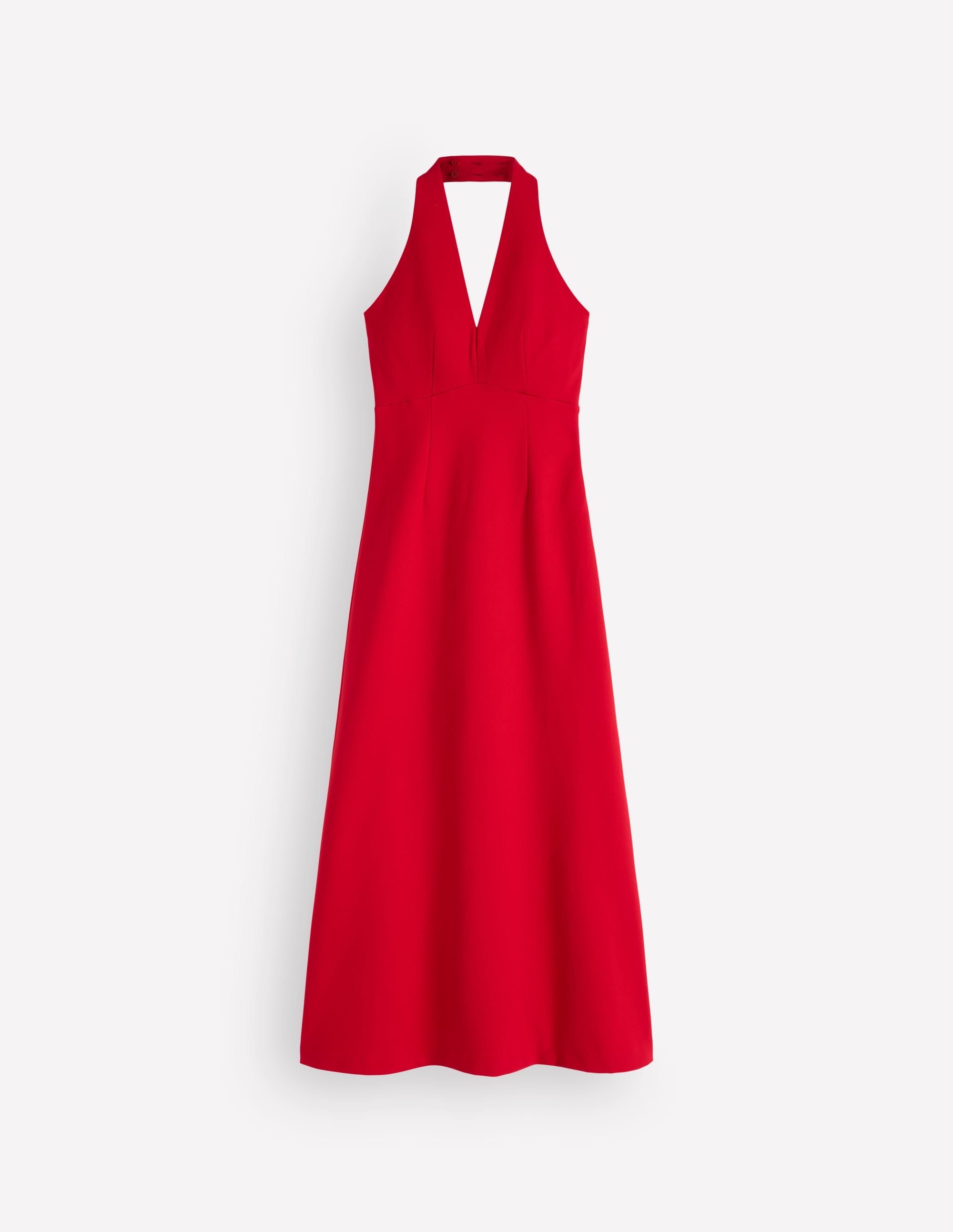 Halter Neck Jersey Maxi Dress-Red