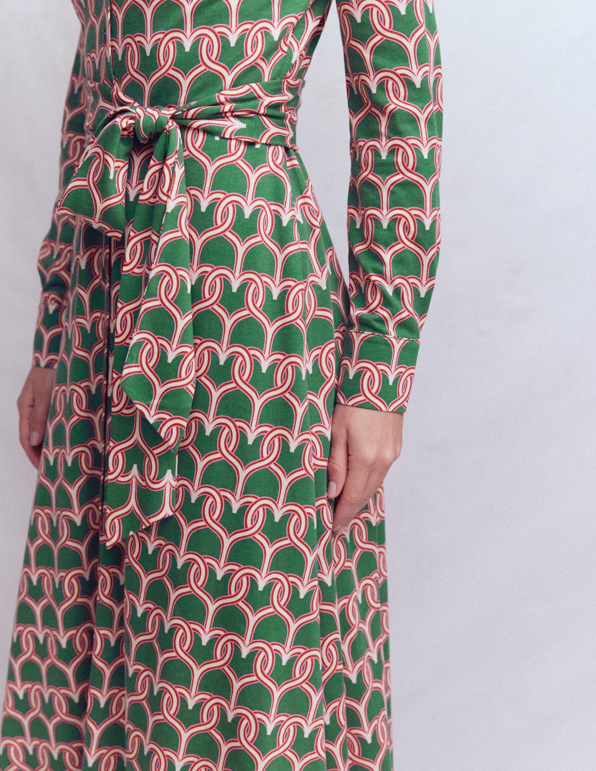 Marcia Jersey Shirt Dress-Hunter Green, Heart Link